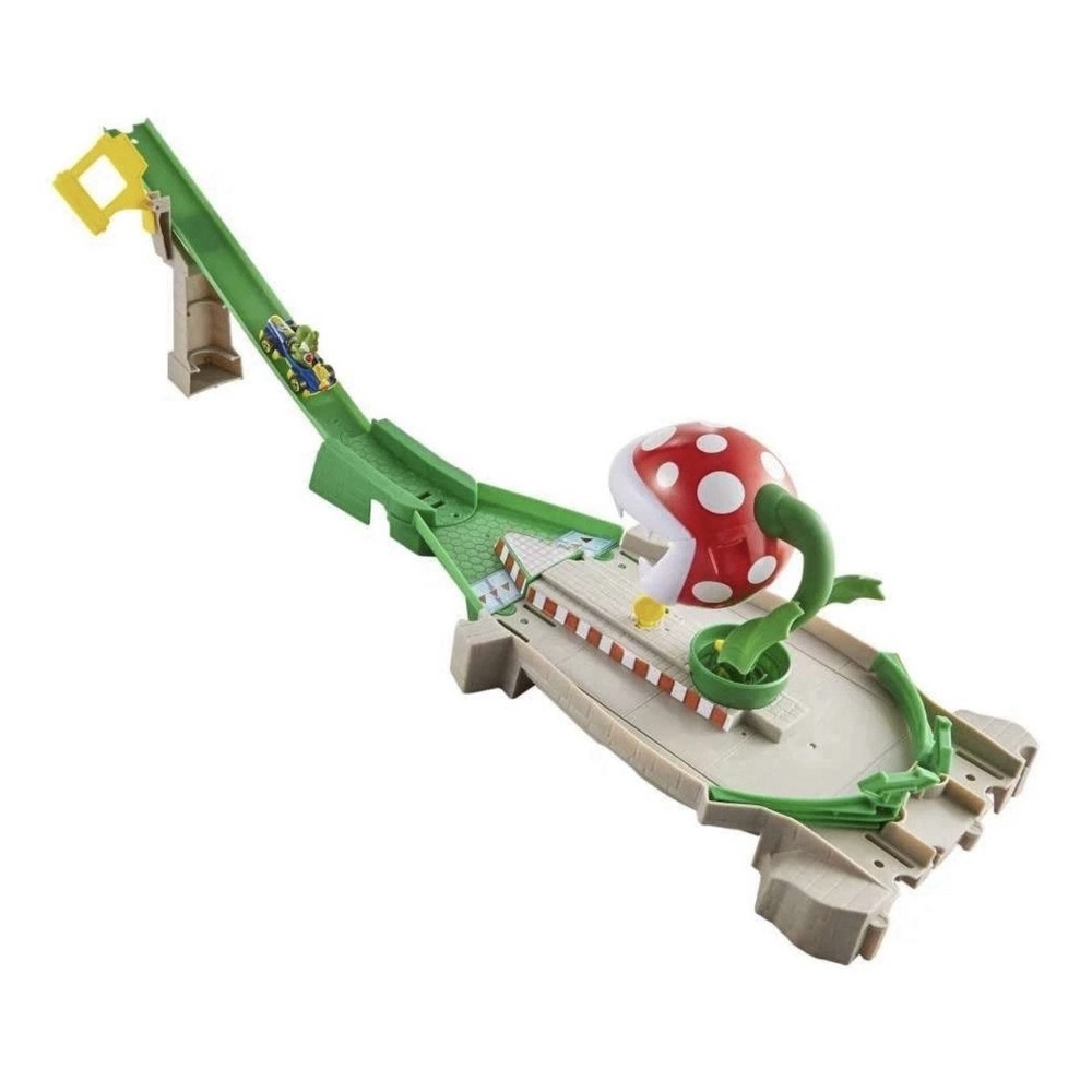 Hot Wheels Mario Kart Piranha Plant Slide Track Set & 4 Diecast Cars